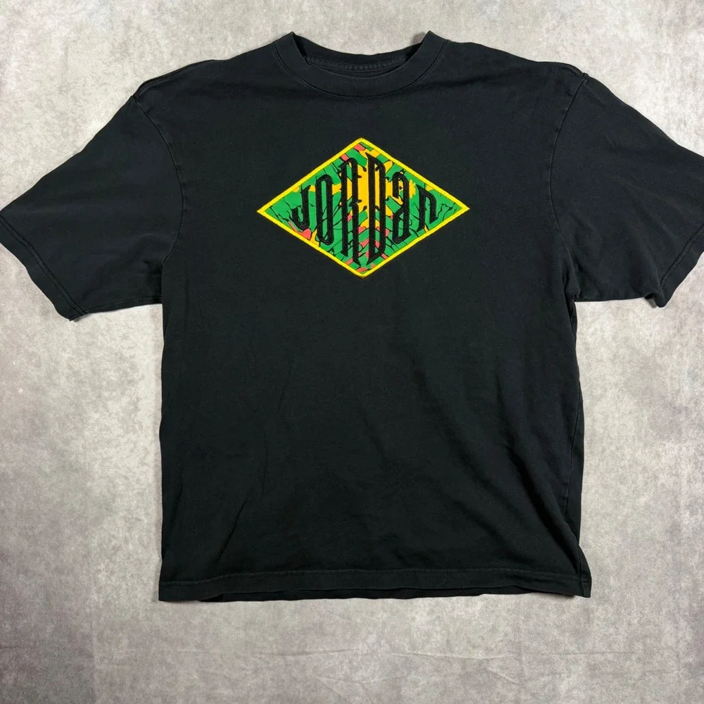 Jordan Brand Mens T-Shirt Medium Black Graphic Diamond Logo Short Sleeve Tee